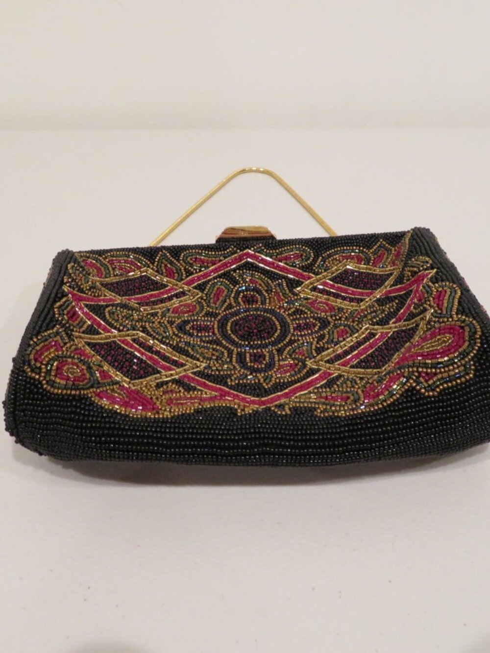 Walborg Black Red Iridescent Beaded Ornate Purse - Picture 12 of 16